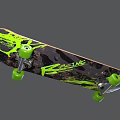 Black And Green Racing Skateboard With Splash Design And Green Wheels