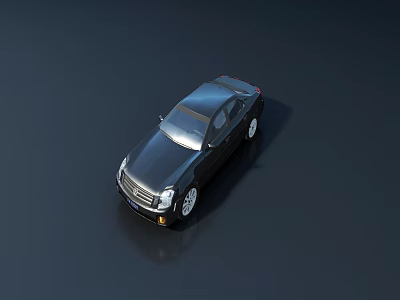 Black Sedan Car With Modern Design In Top View On Dark Background 3d model