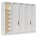 Modern White Wardrobe Design With Glass Panels And Metal Handles