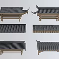 Chinese Architectural Components Featuring Traditional Roof Eave Designs And Tile Structures 3d model