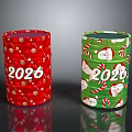 Festive 2026 Christmas Decorative Containers Red Green With Stars Santa And Candy Canes