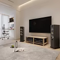 Modern Living Room Interior With Gray Sofa Marble Wall And Circular Wall Lamp
