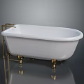 Classic White Freestanding Bathtub With Gold Metal Legs And Faucet Bathroom Furniture