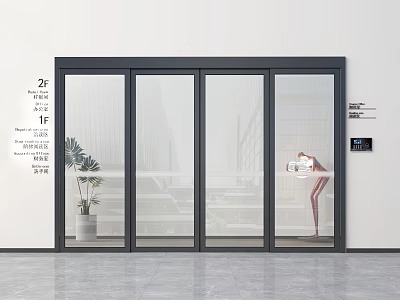 glass door induction door automatic door office door sliding door 3d model