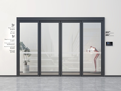 glass door induction door automatic door office door sliding door 3d model