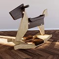 Wooden Building Blocks Rocking Horse Design Assembled With Natural Wood For Kids Play
