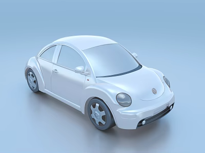 White Beetle Car With Modern Exterior Design And Sleek Body Features 3d model