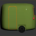 Green Cube Shaped Compact Car With Orange Lines And Red Accents 3d model