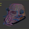 Rusted Mechanical Metallic Helmet With Goggles Pipes Rivets And Industrial Details