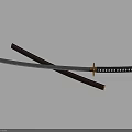 Traditional Samurai Sword With Sharp Blade Brown Scabbard Golden Handle And Decorative White Dots