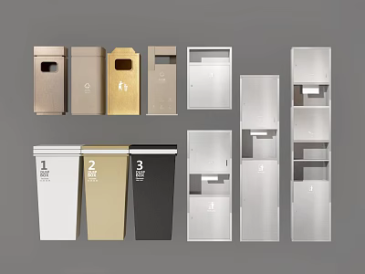 Various Colored Metal Containers With Numbered Labels And Different Designs 3d model