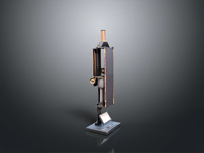 Vintage Metal Scientific Instrument Featuring Vertical Column Base And Adjustable Knob 3d model