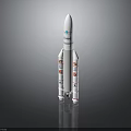 Detailed White Rocket Model For Space Exploration With Logos And Markings