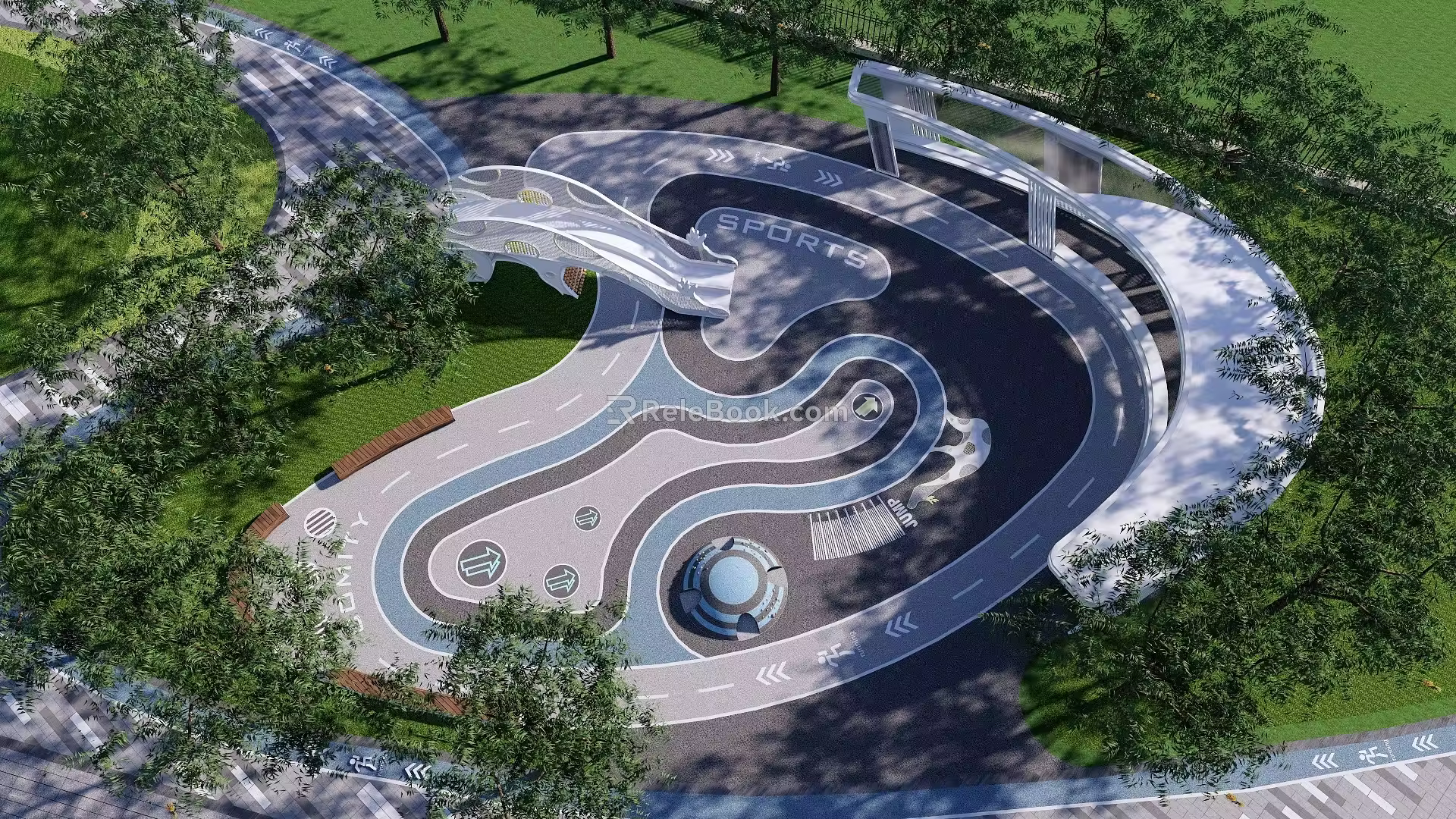 Circular profiled landscape square 3d model