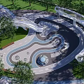 Circular profiled landscape square 3d model