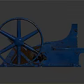 Blue Rusted Mechanical Equipment With Large Wheels And Metal Frame 3d model