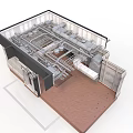 Industrial Technical Facility Internal Structure With Metal Framing Piping Systems And Equipment