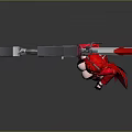 Red Clad Fantasy Character And Mythical Creature With Battle Weapon