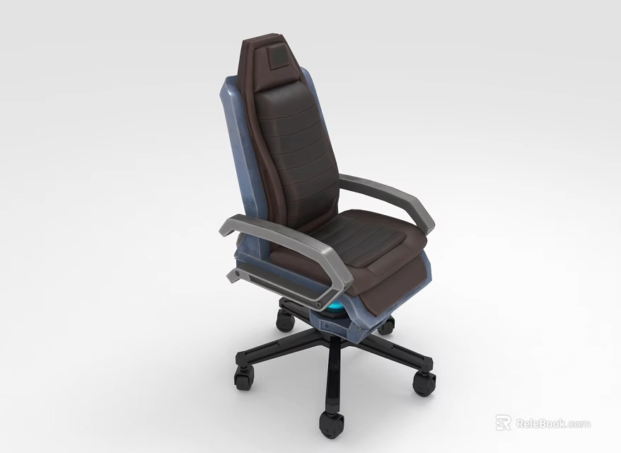 Ergonomic Dark Brown Leather Office Chair With Armrests And Rolling Wheels 3d model 