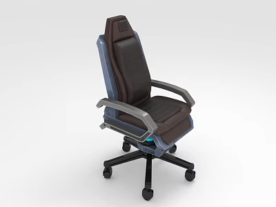 Ergonomic Dark Brown Leather Office Chair With Armrests And Rolling Wheels 3d model