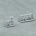 Metal Frame Swing Door Structures In Two Sizes On Gray Floor Surface 3d model