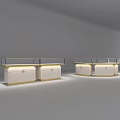 Modern Jewelry Store Interior With White Display Counters And Glass Countertops