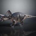 Realistic Triceratops Dinosaur Model With Large Horns Frilled Head And Spiked Back