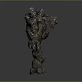 Stone Golem Game Movie Character With Detailed Rocky Humanoid Body Structure