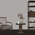 New Chinese Style Single Sofa Bookshelf Side Chair 3d model