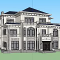 Two Story Detached Villa With Blue Roof Balconies Landscaped Garden And Driveway