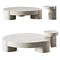 Modern Minimalist Round Coffee Table With Marble Top And Cylindrical Supporting Legs 3d model