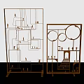 Modern Art Installation With Wooden Frame Circular Cutouts Staircase And Small Figures