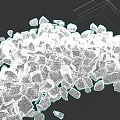 Pile of Irregular Gray Construction Stones with Rough Surfaces on Dark Background
