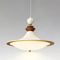 Modern Pendant Light With White Pleated Shade And Brown Wooden Accent