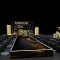 Floral Installation Design For Fashion Event Runway With Decorative Columns And Seating Arrangement