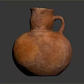 Artisan Crafted Orange Clay Sculpture Jar With Textured Surface And Handle
