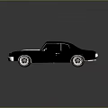 Classic Black Two Door Car With White Stripes And Shiny Vintage Design On Reflective Surface