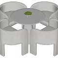 Modern Casual Table and Chair Combination Dining Table and Chair 3d model