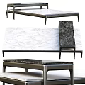 Modern Coffee Table with Black and White Marble Top and Metal Legs