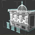 Wooden Chocolat Shop Model With Domed Roof Arched Windows And Fence Railings