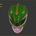 Character Dino Themed Helmet Green Design With Red Diamond And Sharp Teeth