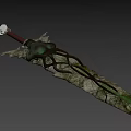 Game Movie Character Wielding Glowing Green Magic Sword With Intricate Hilt And Luminous Accents