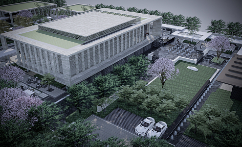 Modern sales office building demonstration area 3d model