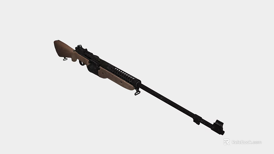 Tactical Rifle With Wooden Stock Black Barrel And Metal Components Design 3d model 