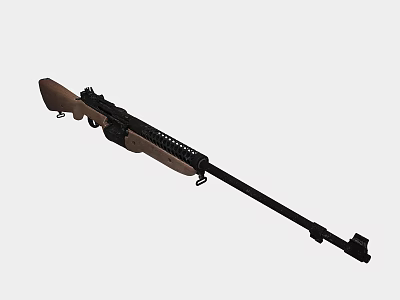 Tactical Rifle With Wooden Stock Black Barrel And Metal Components Design 3d model