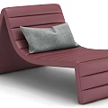 Modern Stylish Burgundy Leather Lounge Chair with Curved Design and Gray Cushion