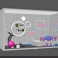 Vibrant Indoor Fitness Space With White Grid Wall Colorful Graffiti And Exercise Equipment