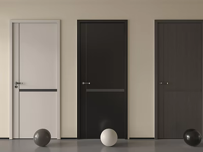 Modern Hinged Doors in White Black and Dark Gray for Interior Design 3d model