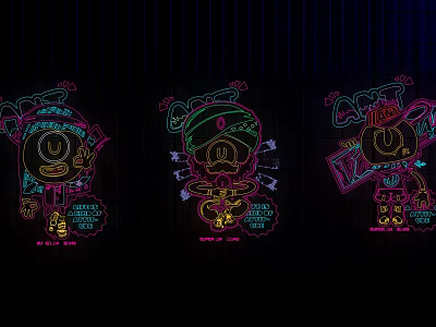 Colorful Neon Style Decorative Lights Featuring Different Cartoon Characters for Home Decoration 3d model