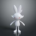 White Game Character With Rabbit Like Ears And Red Eyes In Standing Pose